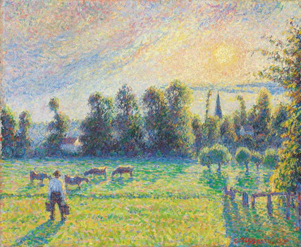 Detail of Pasture, Sunset, Eragny by Camille Pissarro