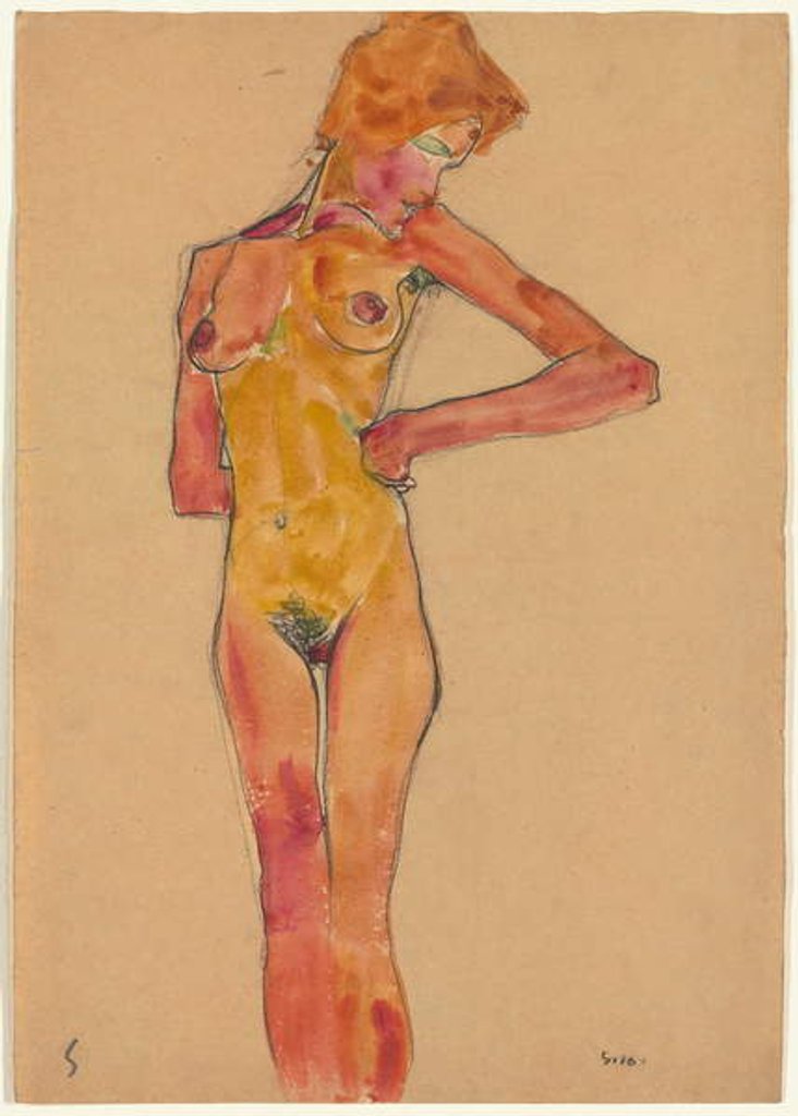 Detail of Standing Female Nude; Stehender weiblicher Akt, 1910 by Egon Schiele