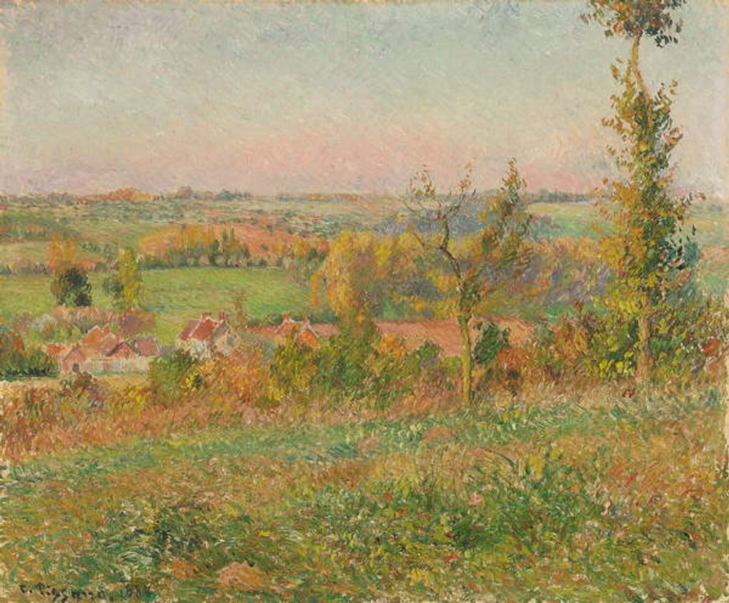 Detail of The Hills of Thierceville Seen from the Country Lane, Vicinity of Eragny; Les coteaux de Thierceville vus de la cavee, environs d'Eragny, 1884 by Camille Pissarro