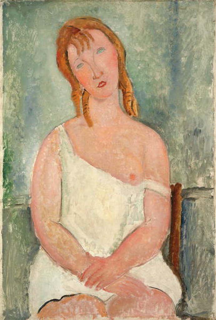 Detail of Seated Young Girl in a Shirt by Amedeo Modigliani