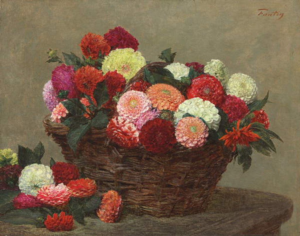 Detail of Basket of Dahlias; Panier de Dahlias, 1893 by Ignace Henri Jean Fantin-Latour