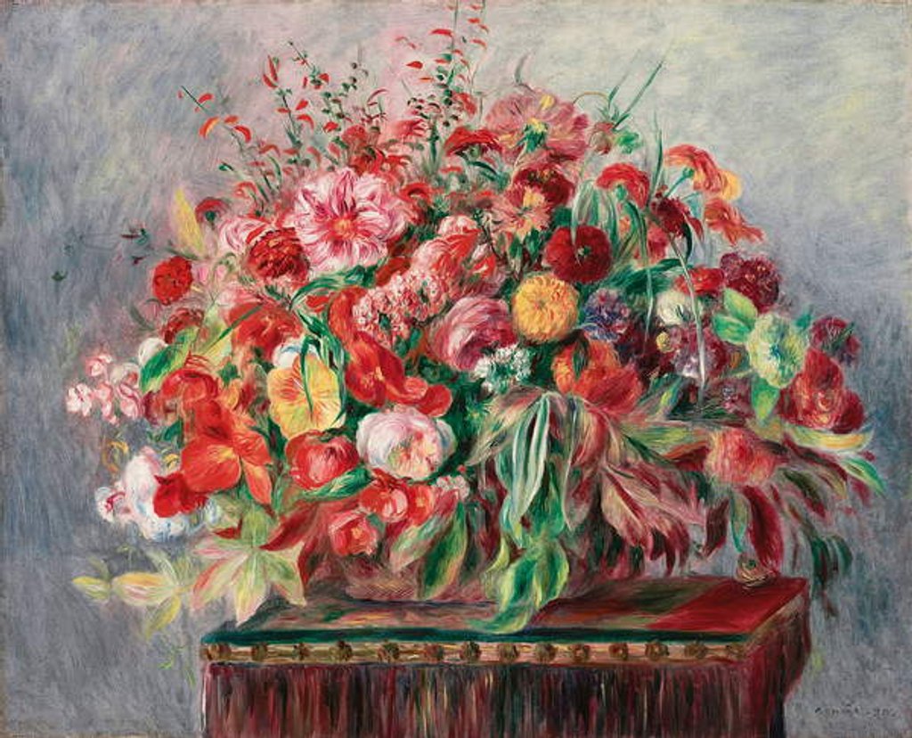 Detail of Basket of Flowers; Corbeille de fleurs, 1890 by Pierre Auguste Renoir