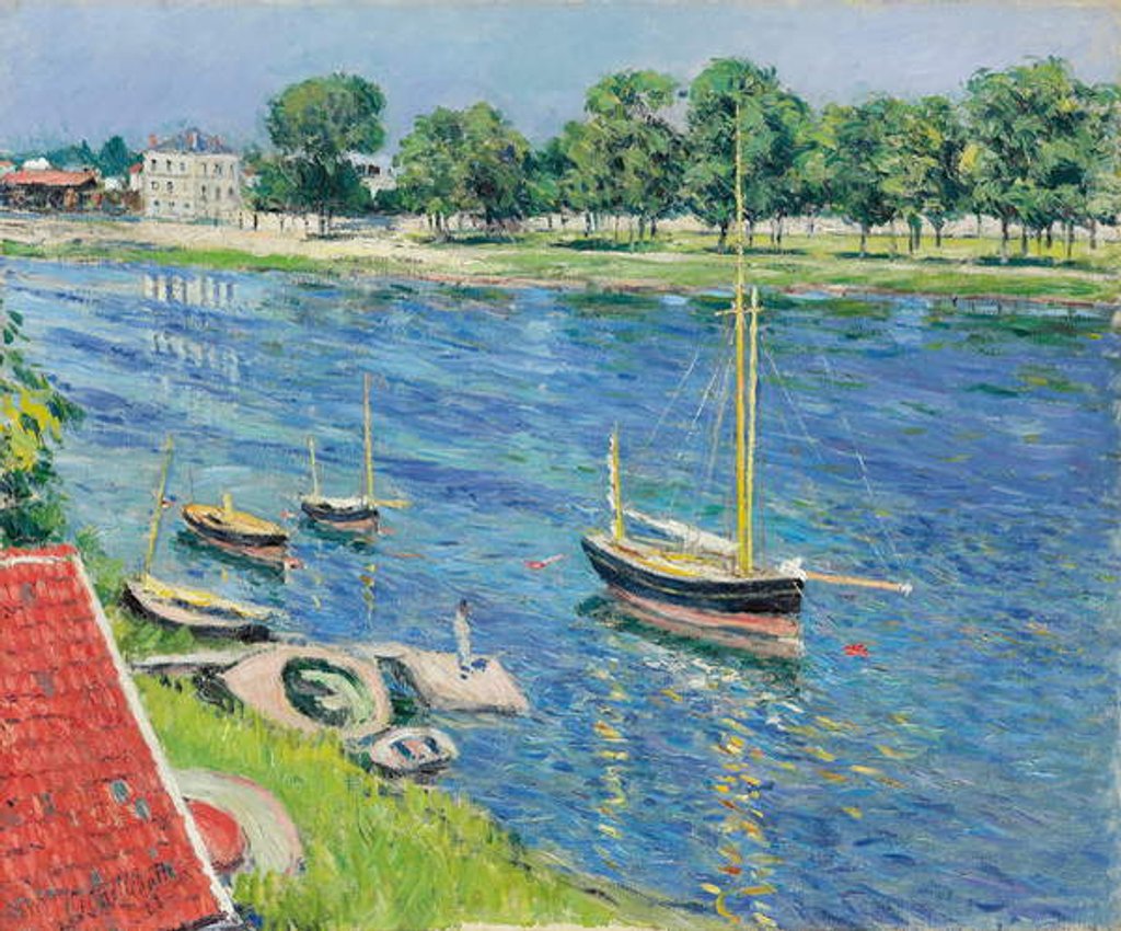 Detail of The Seine at Argenteuil, Boats at Anchor by Gustave Caillebotte