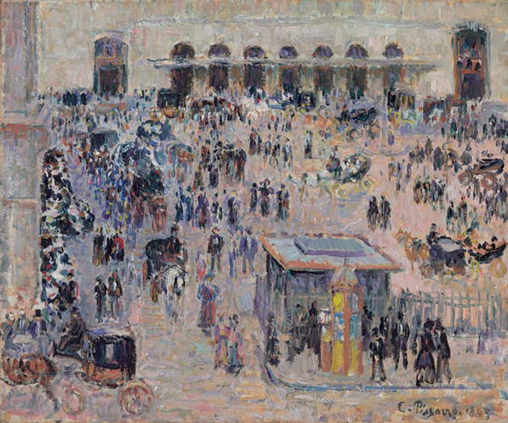 Detail of La Place du Havre et la Gare Saint-Lazare, 1893 by Camille Pissarro