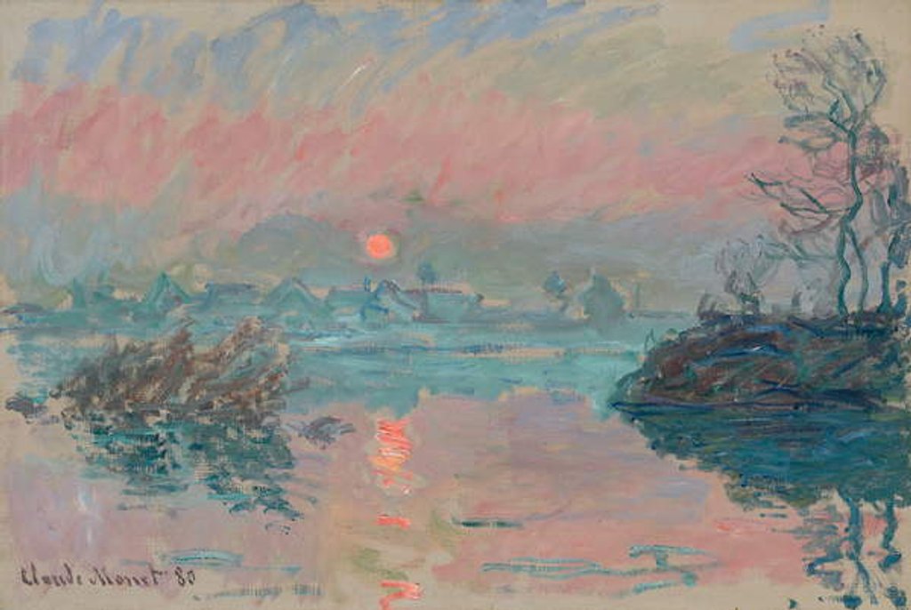 Detail of Sunset at Lavacourt by Claude Monet