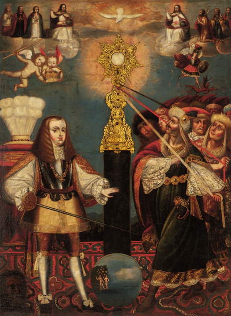 Detail of Charles II in Defense of the Eucharist, late 17th century by Cuzco School