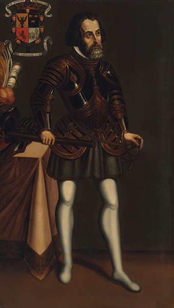 Detail of Portrait of Hernan Cortes, 19th century by Mexican School