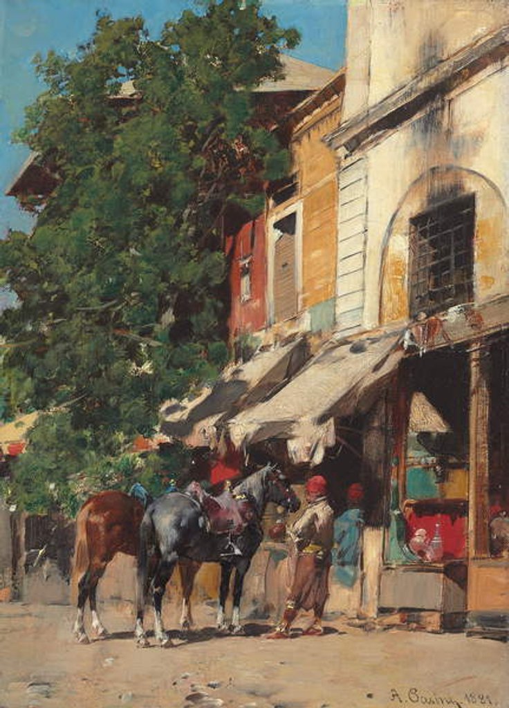 Detail of In the Marketplace, Istanbul, 1881 by Alberto Pasini