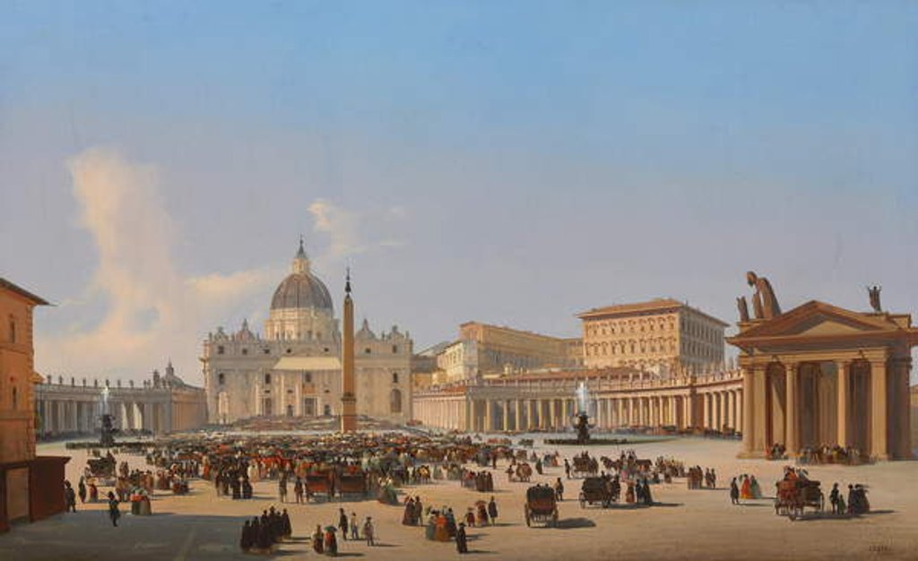 Detail of Piazza San Pietro, Roma by Ippolito Caffi