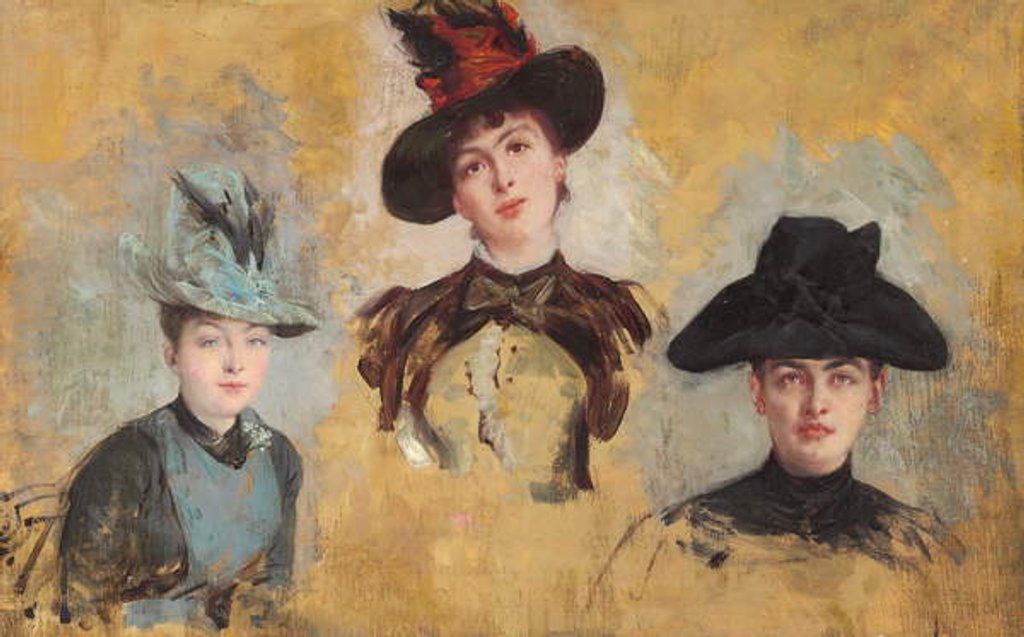 Detail of Three Women in Hats; Trois femmes en chapeaux, 1880 by Georges Clairin