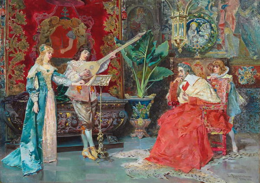 Detail of A Musical Interlude, 1881 by Luis Alvarez Catalá