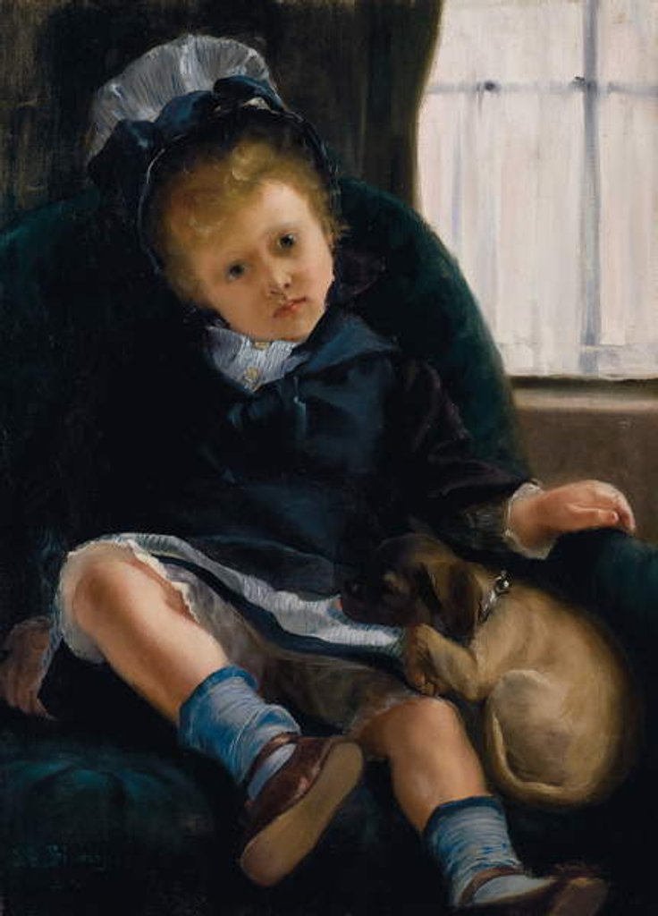 Detail of Girl with Puppy, c.1882-1883 by Jacques-Emile Blanche