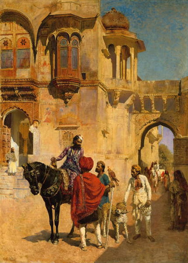 Detail of Departure for the Hunt in the Forecourt of a Palace of Jodhpore, c.1898-1900 by Edwin Lord Weeks