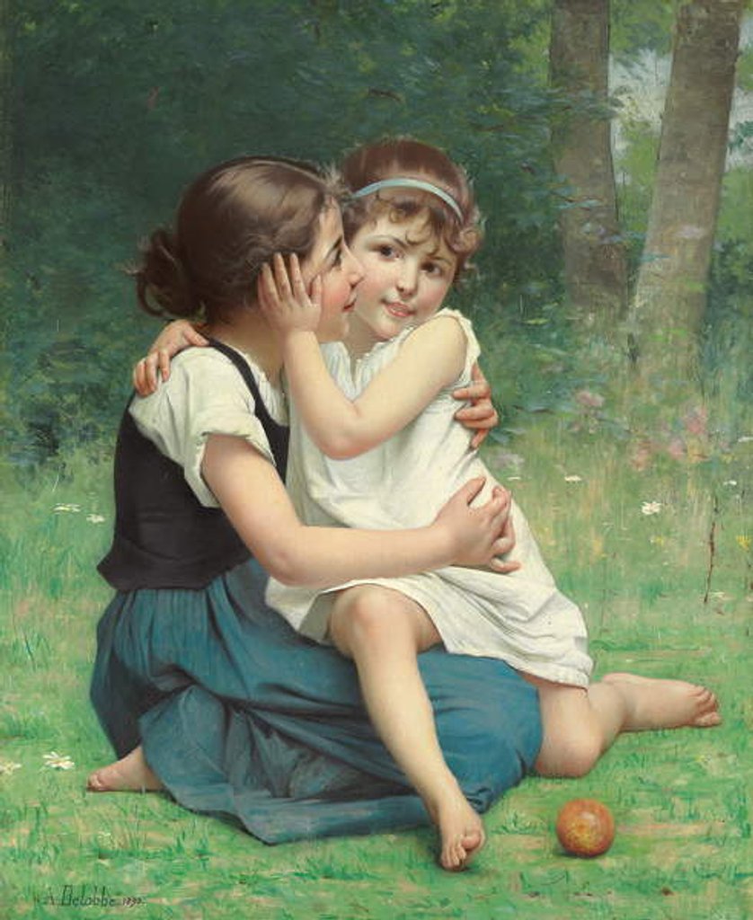Detail of Sisterly Love, 1892 by François Alfred Delobbe