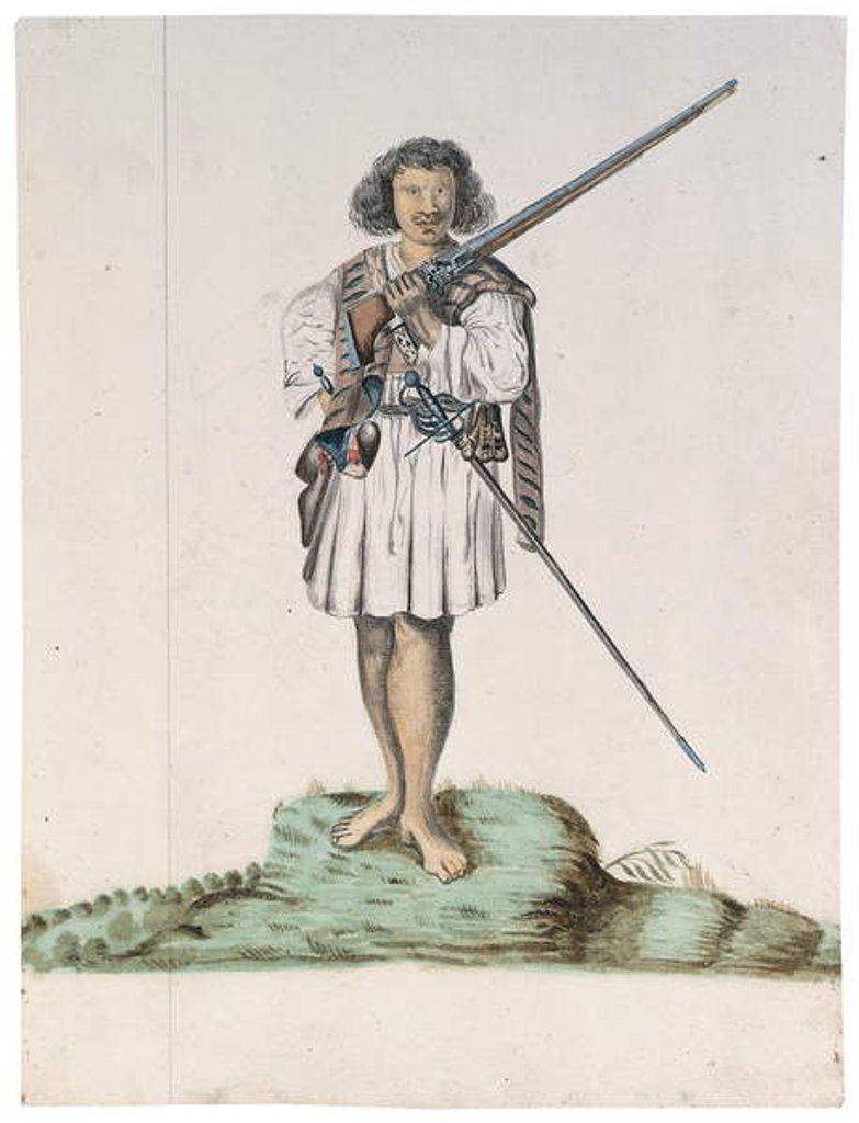 Detail of Drawing from an album of natives of Brazil, Africa, Persia and the East India by Dutch School