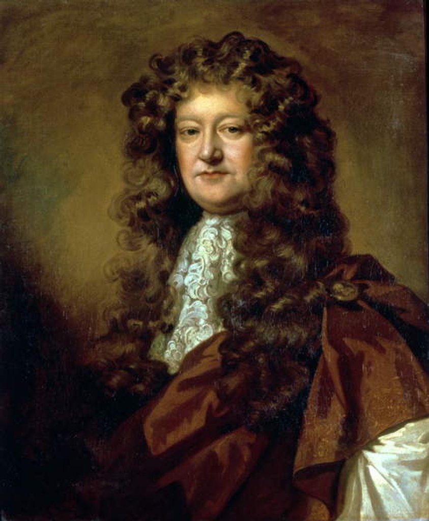 Detail of Portrait of a gentleman in brown cloak and white jabot by William Wissing or Wissmig