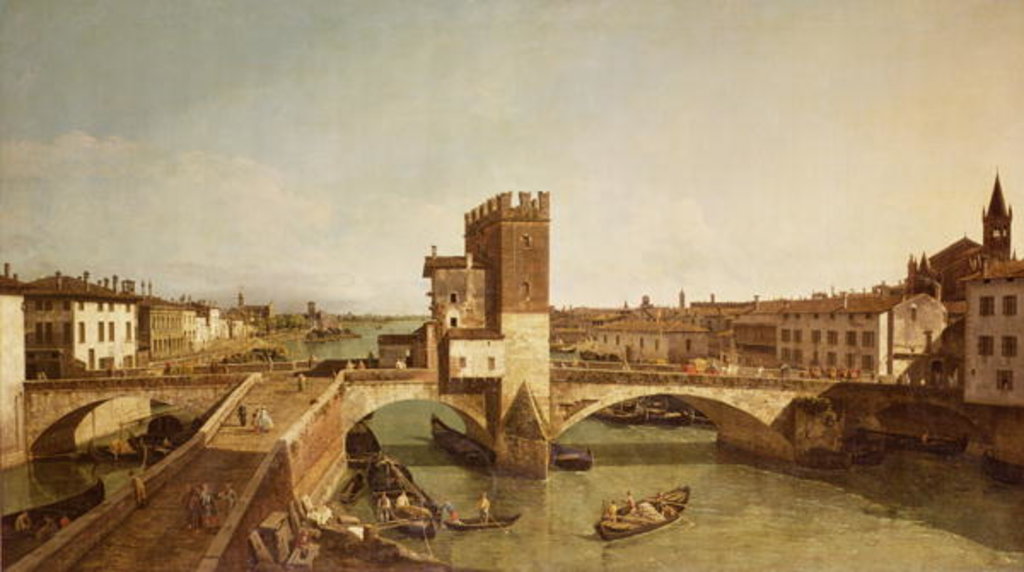 Detail of The Bridge at Delle Navi, Verona by Bernardo Bellotto