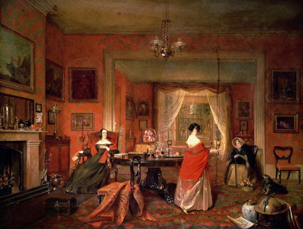 Detail of Three ladies in a drawing room interior by Pieter Christoffel Wonder