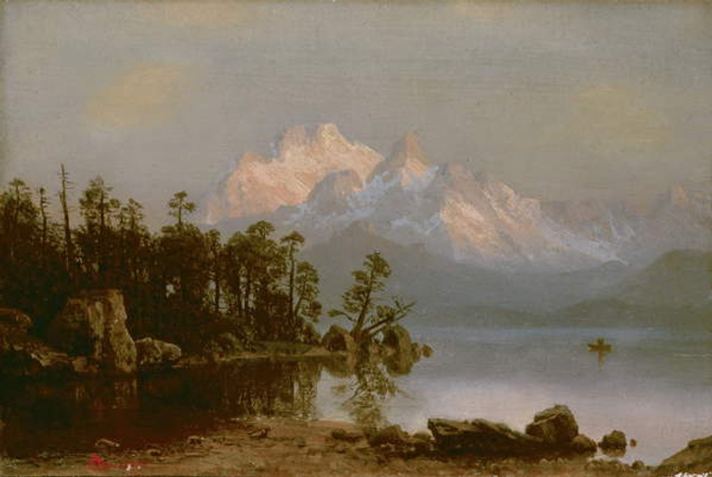 Detail of Mountain Canoeing by Albert Bierstadt