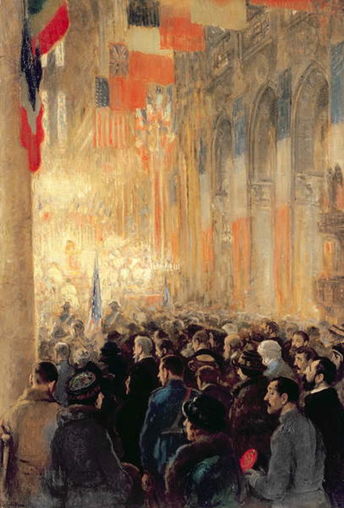 Detail of Service in Notre Dame, giving thanks for victory after the Great International War, 1918 by Francis Luis Mora