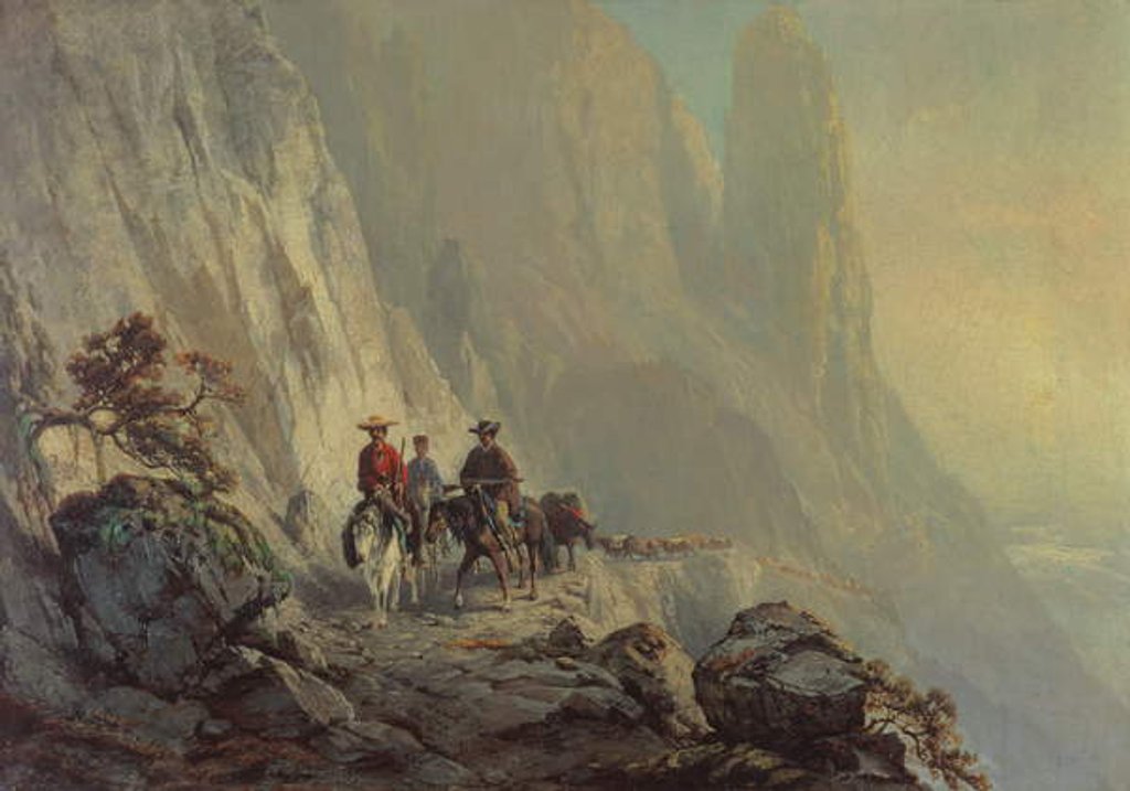 Detail of Along the Mountain Edge, 1870 by Otto Sommer