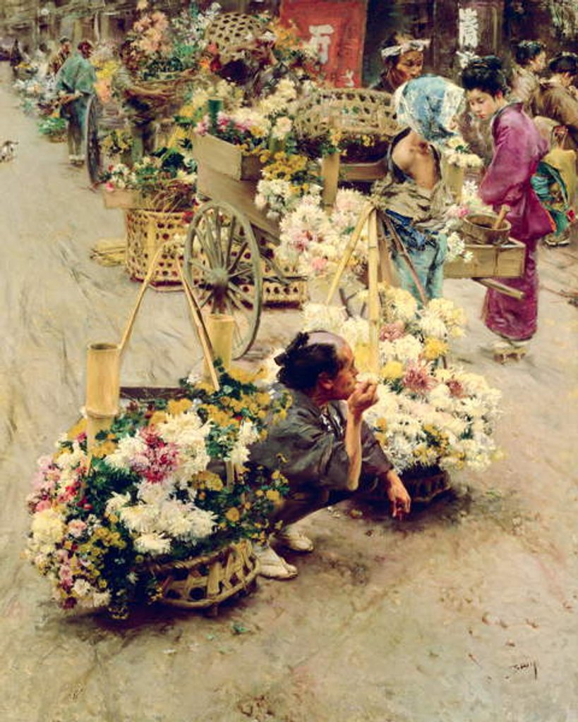 Detail of The Flower Market, Tokyo, 1892 by Robert Frederick Blum