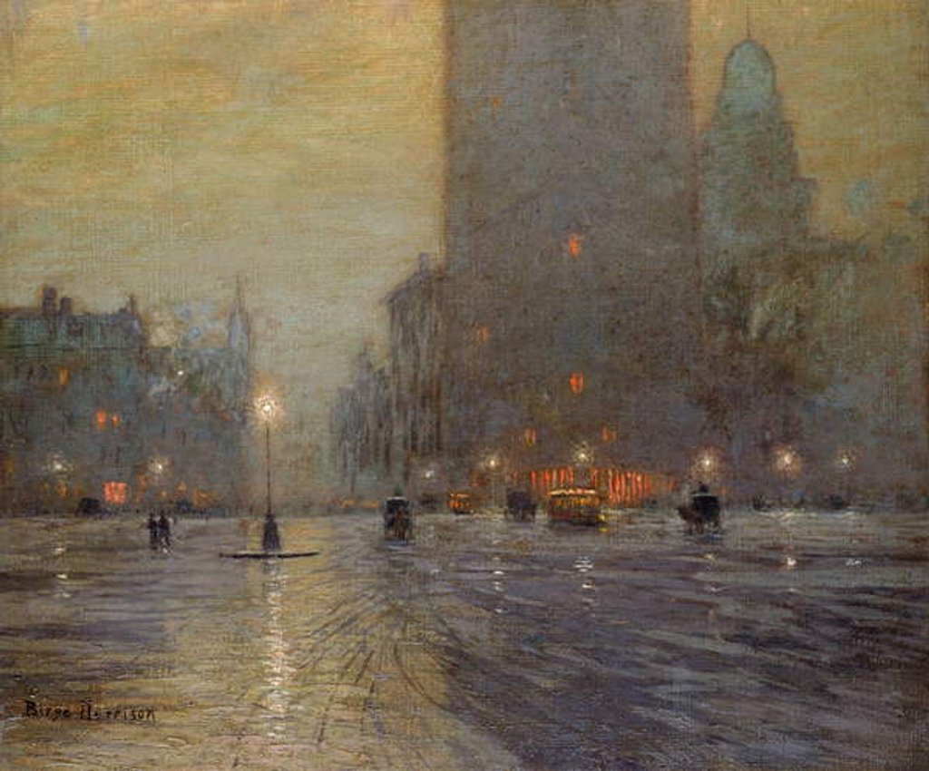 Detail of Madison Square, Rainy Night by Lowell Birge Harrison