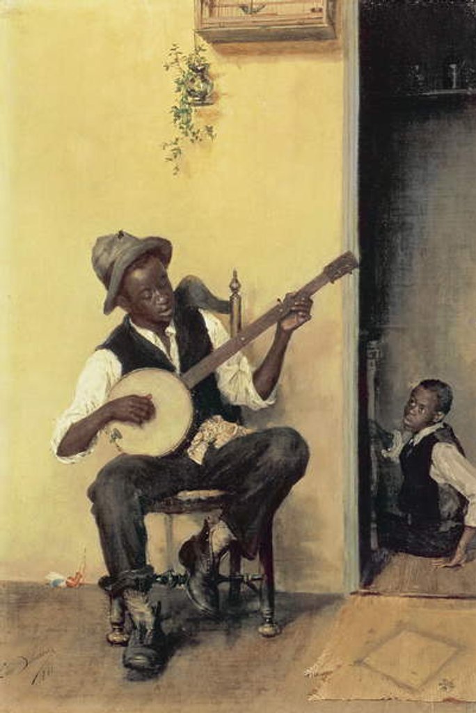 Detail of The Banjo Player, 1881 by Leon Delachaux