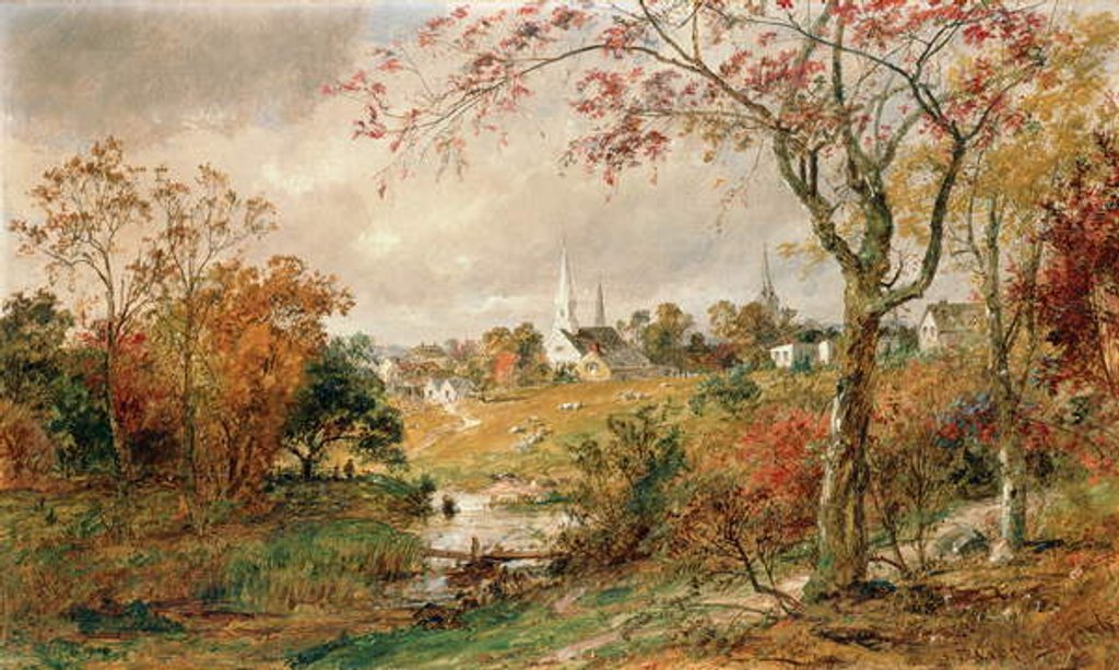 Detail of Autumn Landscape, Saugerties, 1886 by Jasper Francis Cropsey
