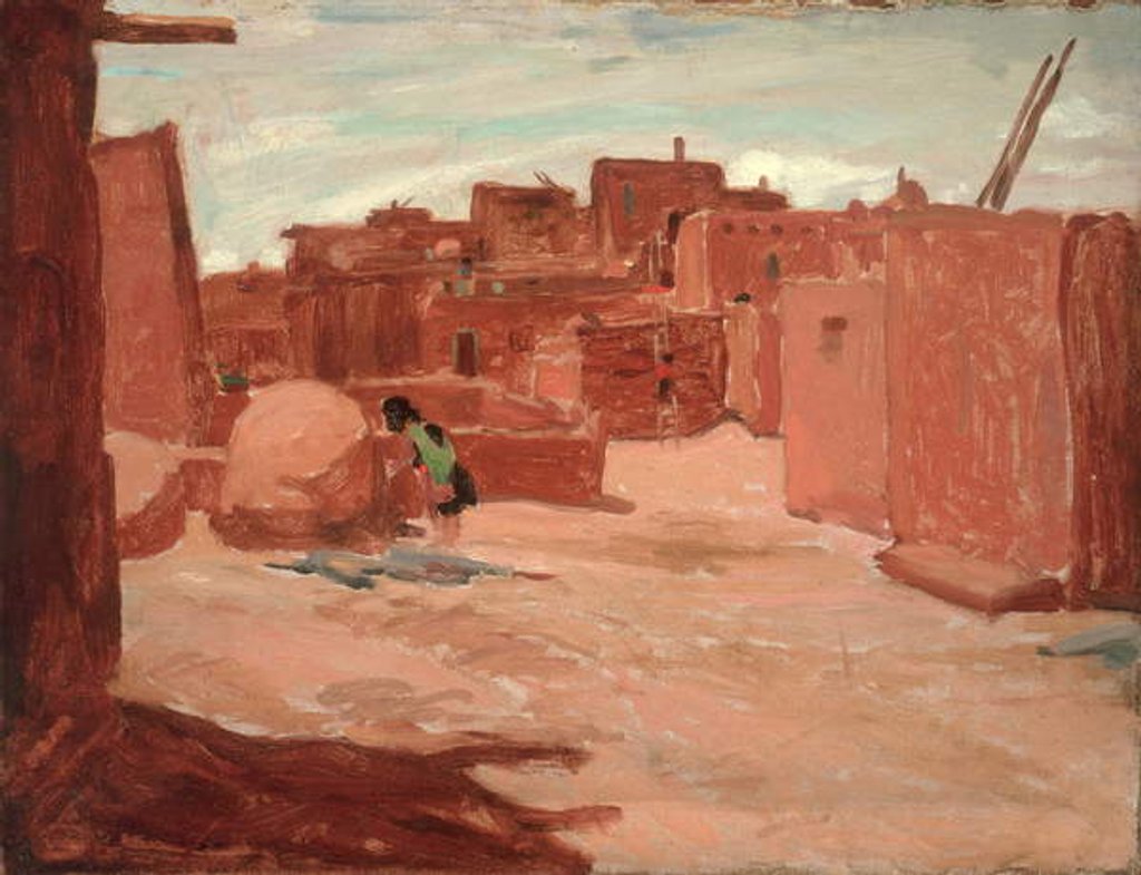 Detail of Adobe Village by Walter Ufer