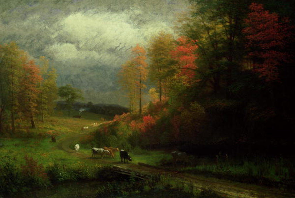Detail of Rainy Day in Autumn, Massachusetts, 1857 by Albert Bierstadt