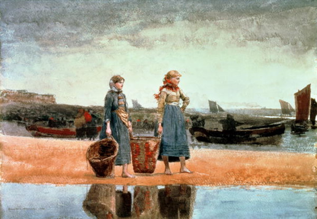 Detail of Two Girls on the Beach, Tynemouth, 1891 by Winslow Homer