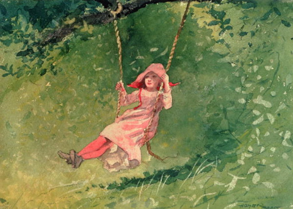 Detail of Girl on a Swing by Winslow Homer