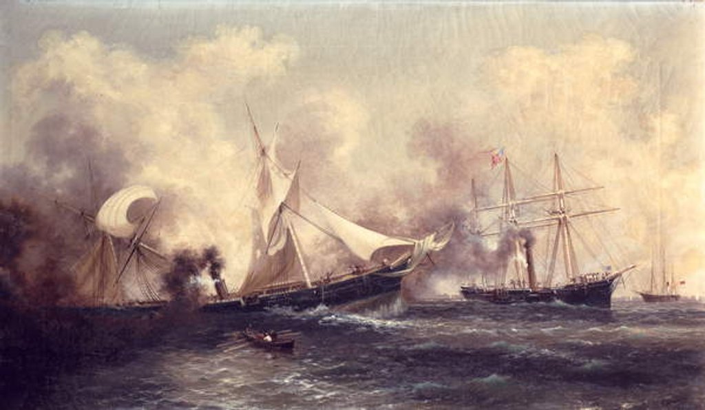Detail of U.S.S. Kearsarge Sinking the Alabama, 19th June 1864 by Xanthus Russell Smith