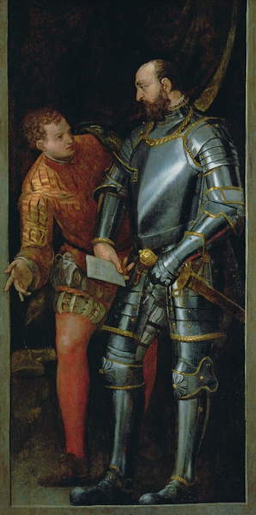 Detail of Warrior handing a letter to a page by Veronese