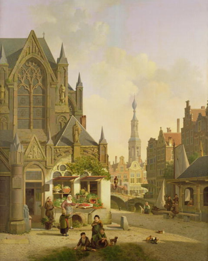 Detail of Vegetable stall in a Dutch town by Jan Hendrik Verheyen