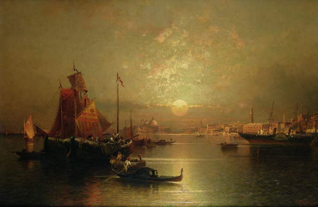 Detail of Shipping on the Lagoon, Venice, at Sunset by Franz Richard Unterberger