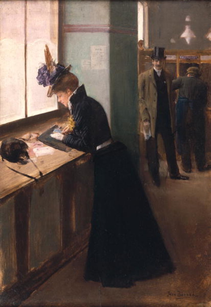 Detail of At the Telegraph by Jean Beraud