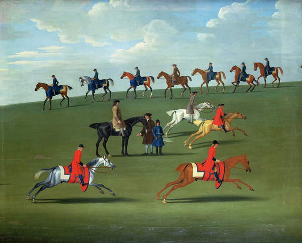Detail of Race Horses exercising in a landscape by James Seymour