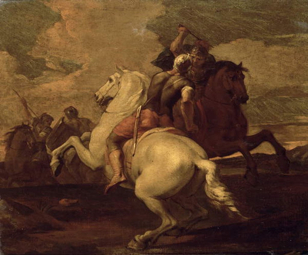 Detail of Two horsemen engaged in combat by Francesco Simonini