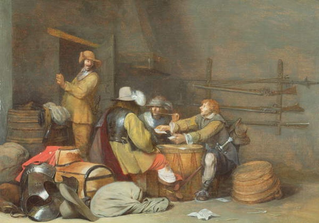 Detail of Soldiers playing cards in a guardroom by Gerard ter Borch or Terborch