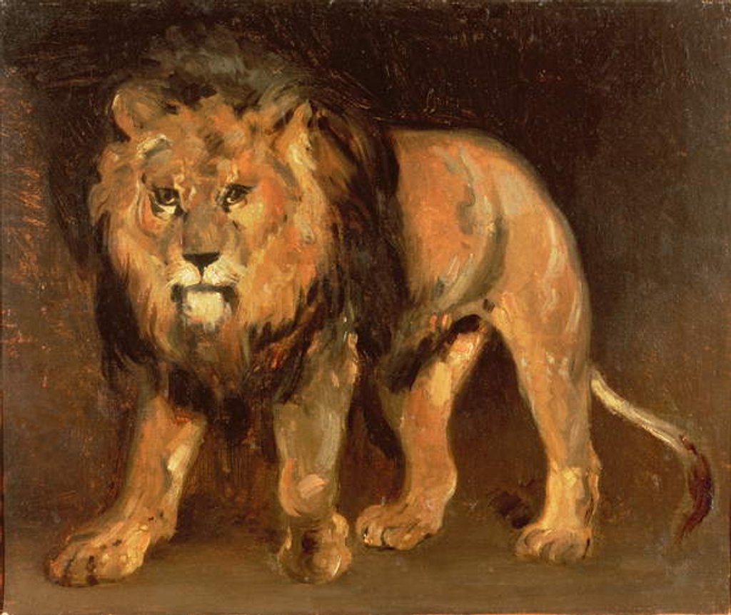 Detail of Walking lion by Theodore Gericault