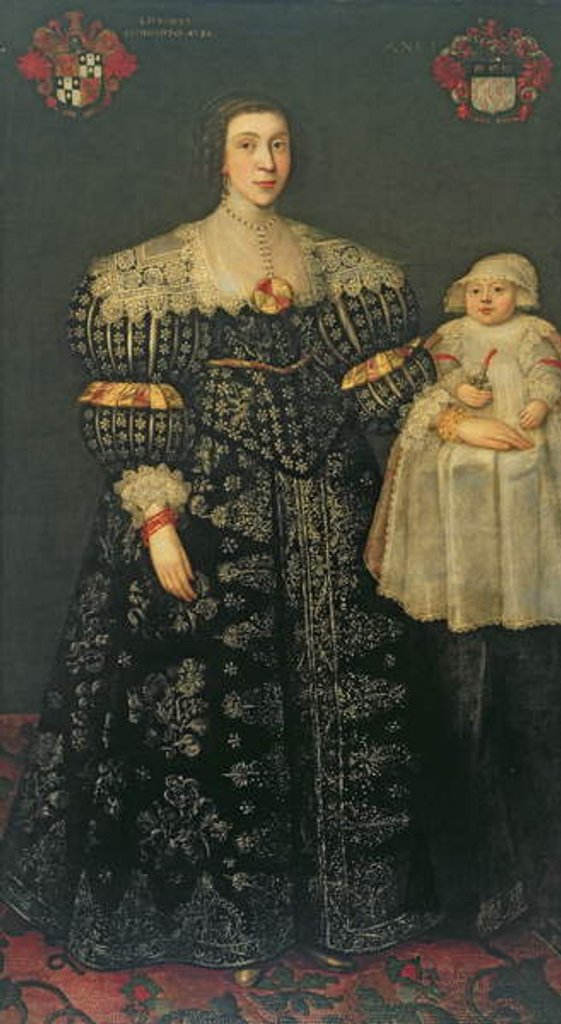 Detail of Double Portrait of Mary, Lady Bowes, Aged 24, and her Eldest Son, Thomas, 1630 by English School