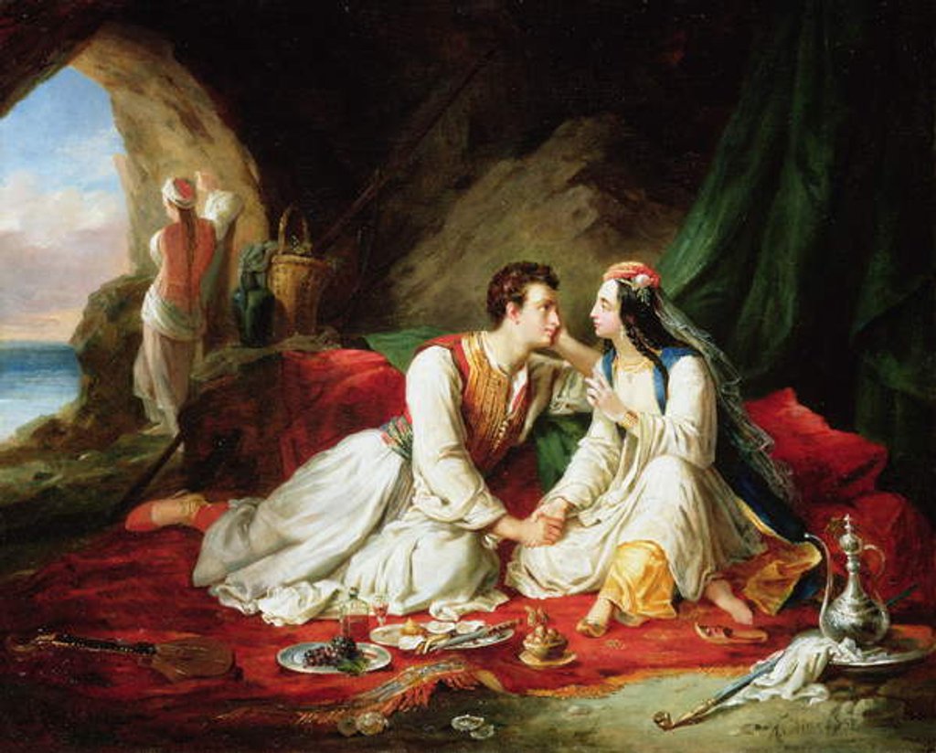 Detail of Byron as Don Juan, with Haidee, 1831 by Alexandre Colin