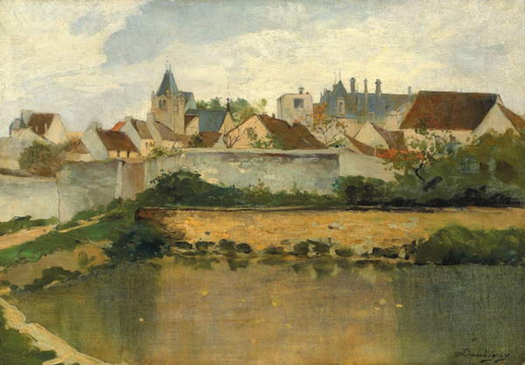 Detail of Le Village, Auvers-sur-Oise by Charles Francois Daubigny