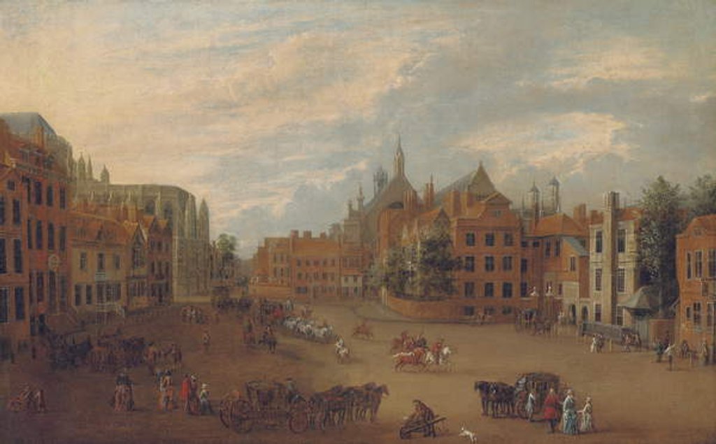 Detail of View of Old Palace Yard, Westminster, with the east end of Westminster Abbey and the Chapel of King Henry VII to the left, c.1700 by English School