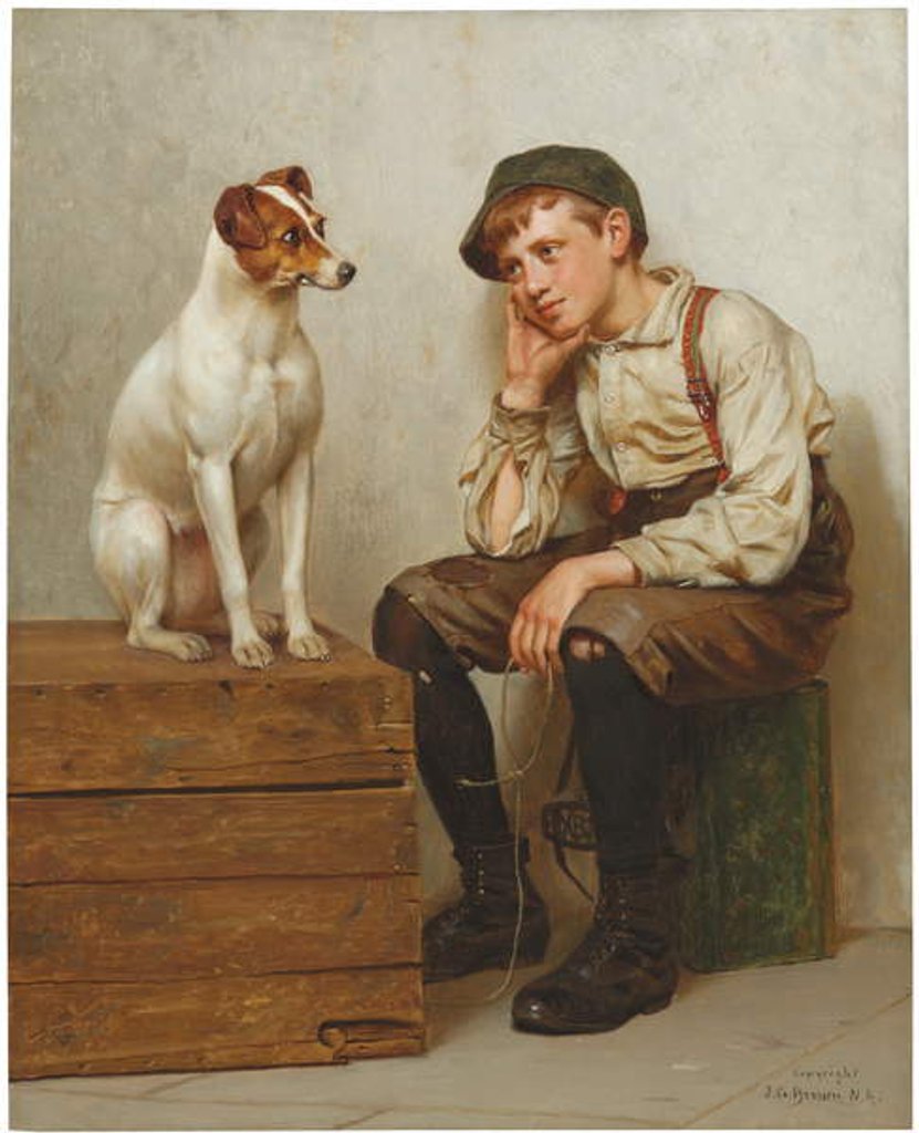Detail of Mutual Admiration, 1898 by John George Brown