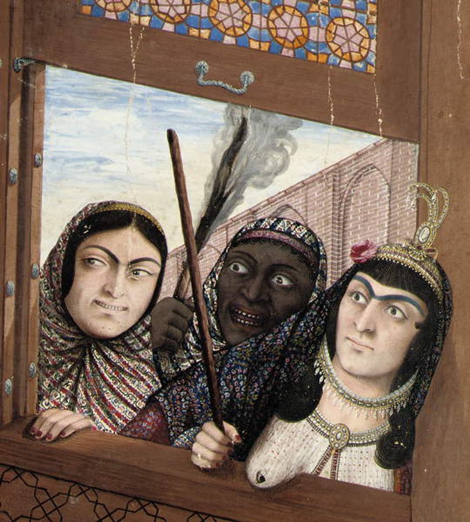 Detail of Embracing lovers, second half of the 19th century by Abu'l Hassan Ghaffari