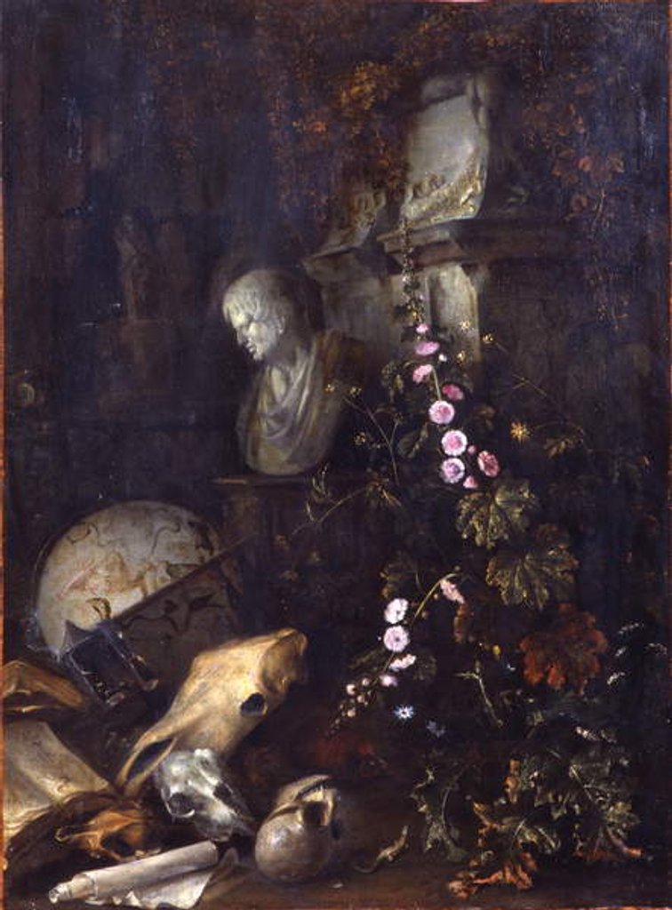 Detail of Vanitas by Matthias Withoos