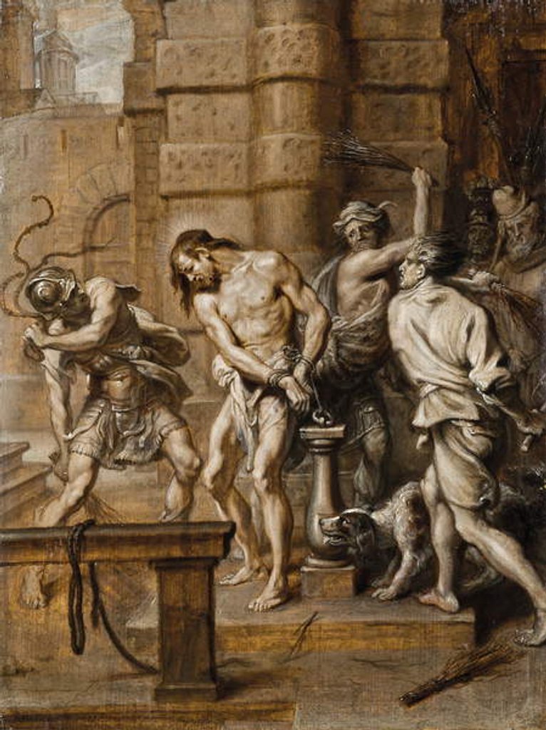 Detail of The Flagellation, en brunaille by Abraham Jansz. van Diepenbeeck